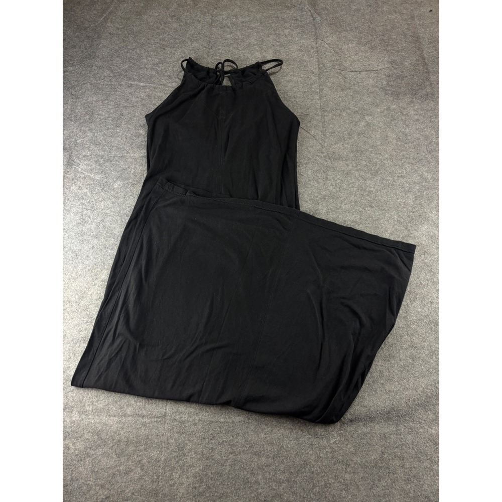 Patagonia Womens M Black Cotton Tencel Blend Halter Maxi Dress High Neck Outoor